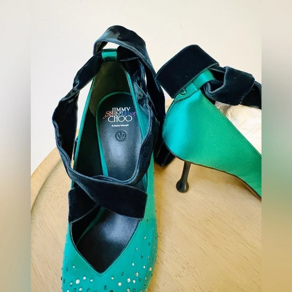 New Jimmy Choo x Sailor Moon Neptune 80 Satin Crystal Pump